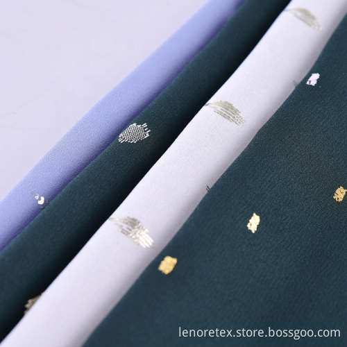 Polyester Gold Foil Printing Woven Moss Crepe Fabric